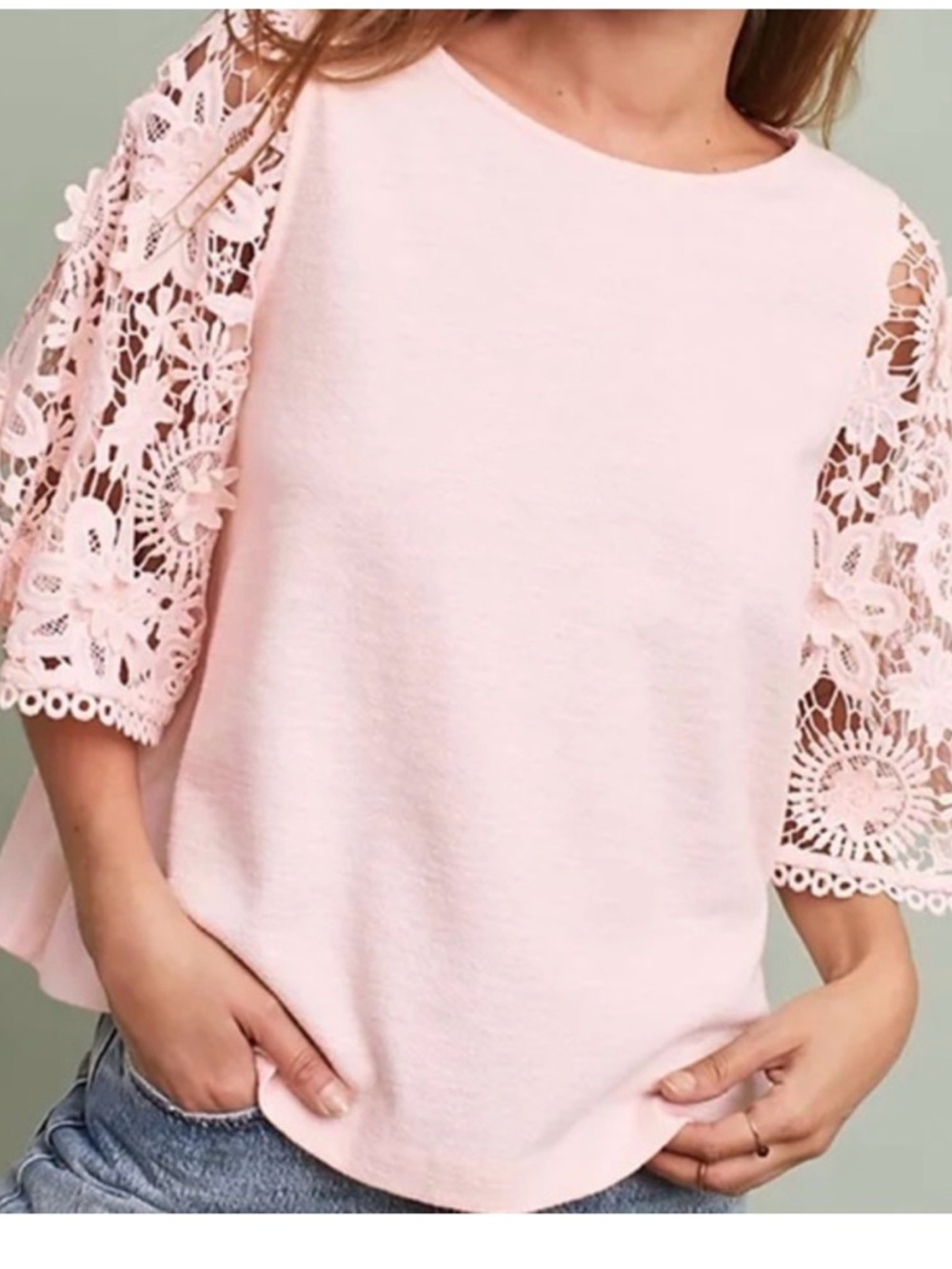 Anthropologie Eri + Ali Samara Lace Top in Peach Size Small